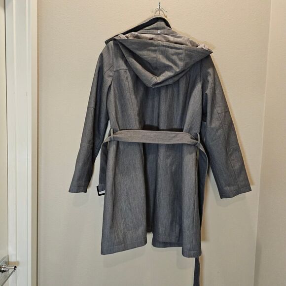 NWOT Kristen Blake Women's Gray Coat Jacket with Hood and Belt Size Large - Picture 5 of 10